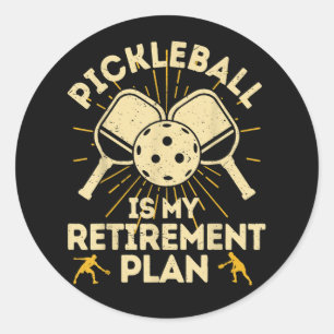 Pegatina Redonda Dibujos Divertidos de Pickleball Mi Plan de Jubila