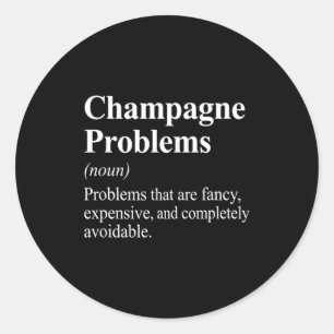 Pegatina Redonda Diccionario de definición de problemas de champán 