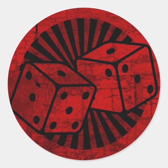 Pegatina Redonda Dice rojo retro (Anverso)