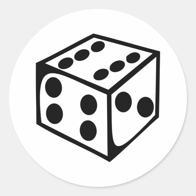 Pegatina Redonda Dice - Seis (Anverso)