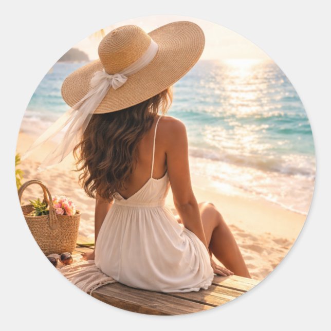 Pegatina Redonda Dicha de la Hora Dorada (Anverso)