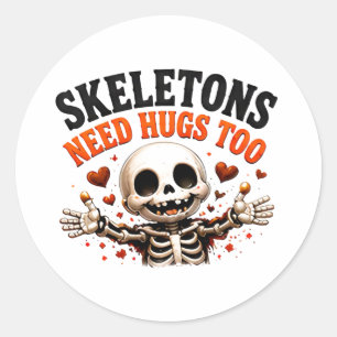 Pegatina Redonda 🤍 Dicho divertido de Halloween de esqueleto 💀