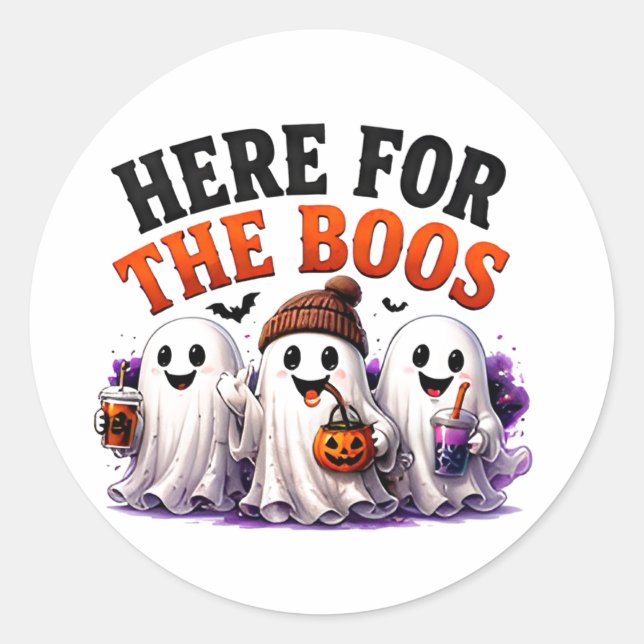 Pegatina Redonda 🍻 Dicho divertido de Halloween de fantasma 👻 (Anverso)