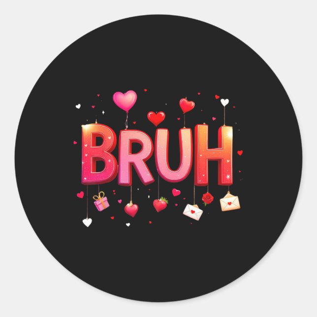 Pegatina Redonda Dicho divertido del meme Bruh Saludo de hermano Ad (Anverso)