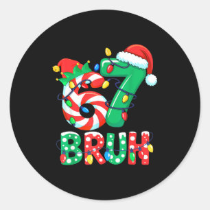 Pegatina Redonda Dicho divertido meme número 7 Navidad 6 7 Seis Sie