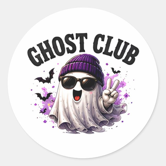 Pegatina Redonda 🎃 Dicho lindo de Halloween de fantasma 👻 (Anverso)