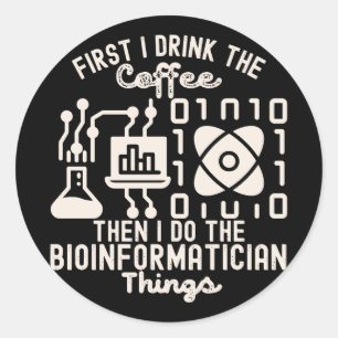 Pegatina Redonda Dichos de bioinformática, Amantes de la bioinformá