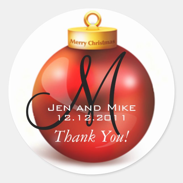 Pegatina Redonda Diciembre Boda Gracias Pegatinas (Anverso)