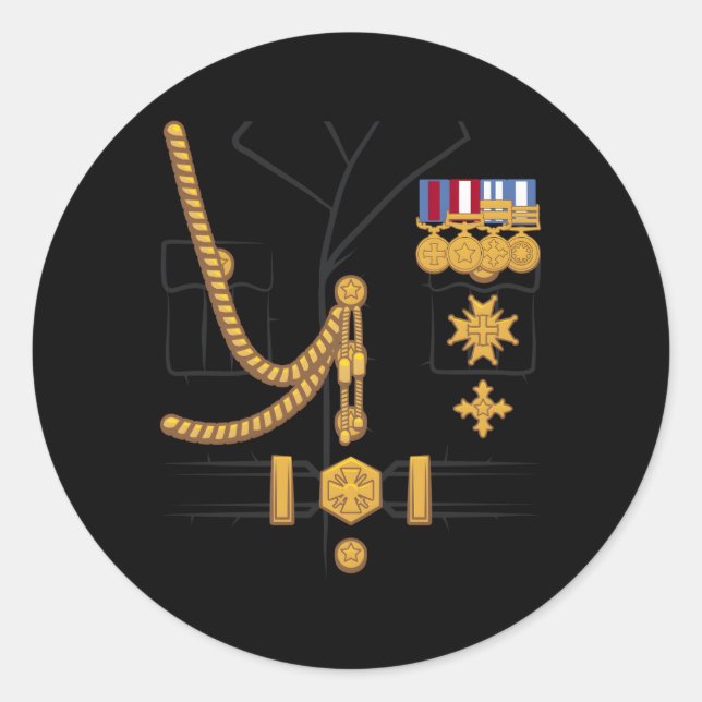 Pegatina Redonda Dictador Militar General Oficial Uniforme Hallowee (Anverso)