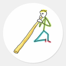 Pegatina Redonda Didgeridoo Stickman