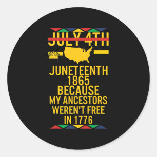 Pegatina Redonda Diecinueve° Día de Ancestros Libre 1776 Julio 4 Ne