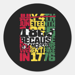 Pegatina Redonda Diecinueve° Día de Ancestros Libre 1776 Julio 4 Ne
