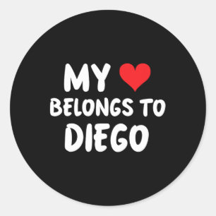 Pegatina Redonda Diego - Mi corazón pertenece a Diego - Amor 