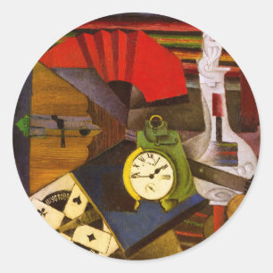 Pegatina Redonda Diego Rivera El Reloj Despertador Surrealismo Arte