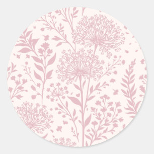 Pegatina Redonda Diente de León Dulce Rosa Silenciada - Neutral