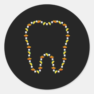 Pegatina Redonda Diente divertido cinco de mayo dentista sombrero d