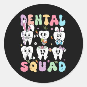 Pegatina Redonda Dientes de conejo lindos retro divertidos dentista