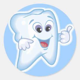 Pegatina Redonda Dientes felices sanos