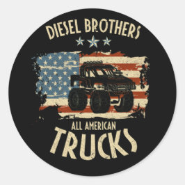 Pegatina Redonda Diesel Brothers Flag All American Truck Seal