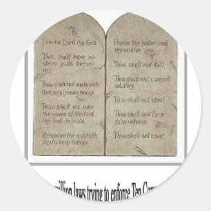 Pegatina Redonda Diez mandamientos con cita