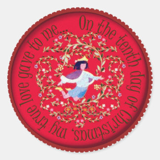 Pegatina Redonda Diez señores aleteando