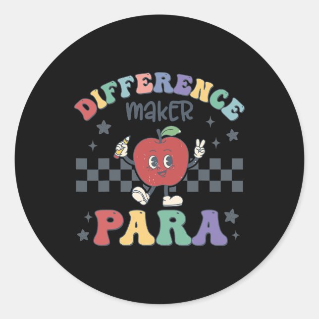 Pegatina Redonda Diferencia De Maestros Paraprofesionales Par (Anverso)