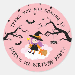 Pegatina Redonda Diferencial de cumpleaños de Halloween con mancha