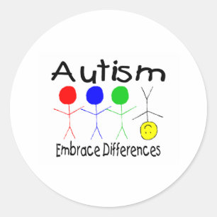 Pegatina Redonda Diferencias del abrazo (gente)