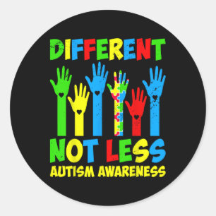 Pegatina Redonda Diferente No Menos Conciencia del Autismo - Apoya