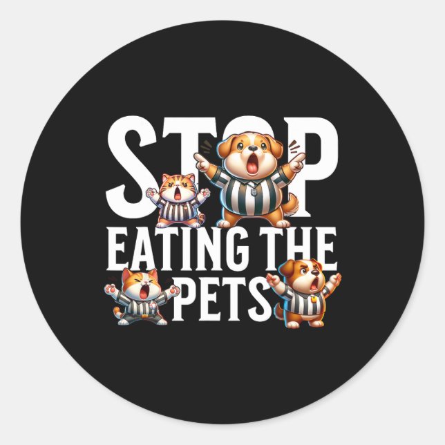 Pegatina Redonda Difícil Dejar De Comer Perros Y Gatos Springfield  (Anverso)