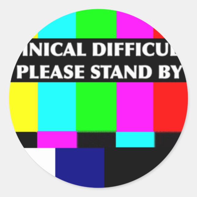 Pegatina Redonda Dificultades técnicas (Anverso)