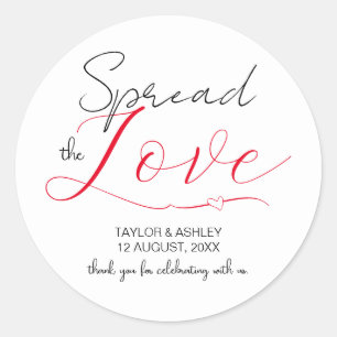 Pegatina Redonda Difunde el Amor Minimal Script Boda