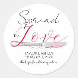 Pegatina Redonda Difunde el Amor Minimal Script Boda