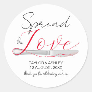 Pegatina Redonda Difunde el Amor Minimal Script Boda