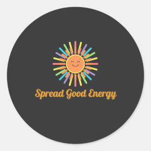 Pegatina Redonda Difundir buena energía Diseño retro positivo