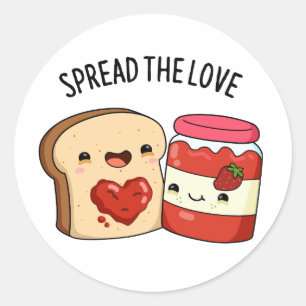 Pegatina Redonda Difundir el amor divertido jam y bollo