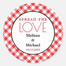 Pegatina Redonda Difundir El Amor El Favor De La Boda Roja De Gingh