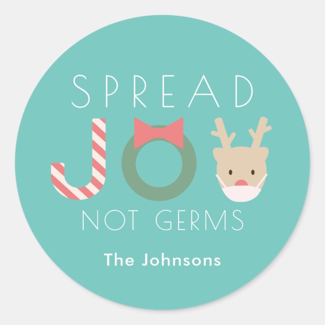 Pegatina Redonda Difundir JOY Reindee Mask Truquoise Blue (Anverso)