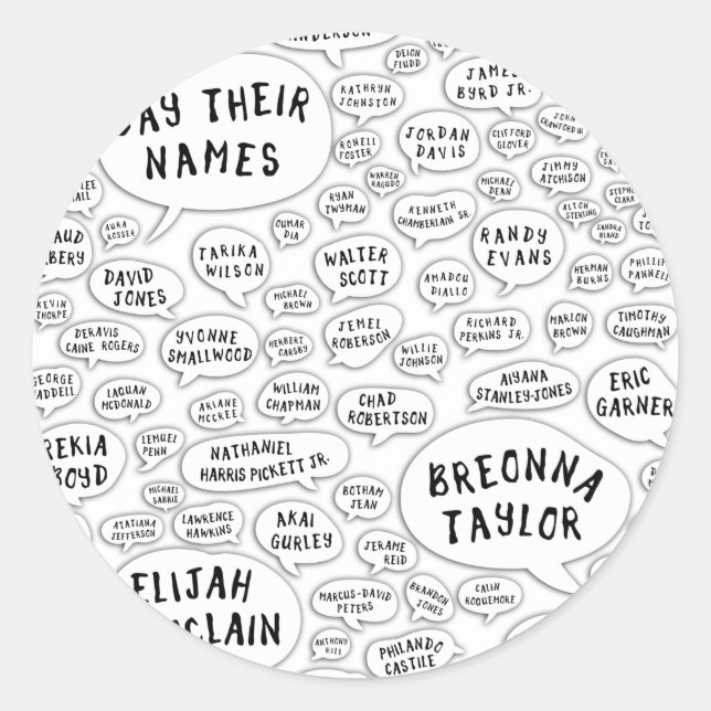 Pegatina Redonda digan sus nombres (Anverso)