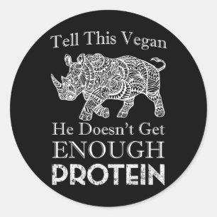 Pegatina Redonda Díganle a este Vegan Suficiente Proteína Vegan Bod