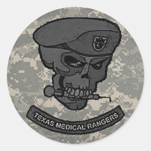 Pegatina Redonda digital, guardabosques médicos con personalizado d (Anverso)