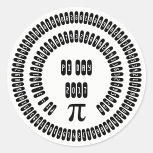 Pegatina Redonda Dígitos matemáticos de Happy Pi Day 2017 3.14