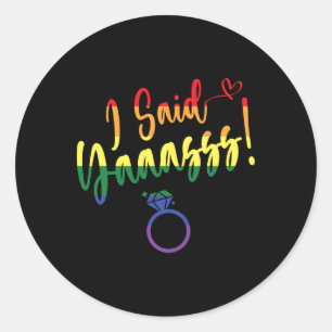 Pegatina Redonda Dije Sí Orgullo Gay Lgbtq Arcoíris Novio Despedida