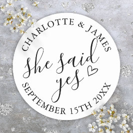 Pegatina Redonda Dijo Que Sí Partido De Compromiso Negro Y Blanco