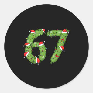 Pegatina Redonda Dilema de Navidad Divertido Pickle Seis Siete 67 M