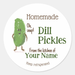 Pegatina Redonda Dill Dill Casera Graciosa Pega Tu Nombre Cucumber