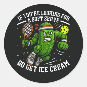 Pegatina Redonda Dill Funny Jugando Pickleball