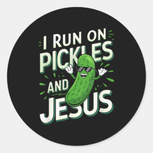 Pegatina Redonda Dill funny Pepino Me Funciono En Pepinos Y Jesús _