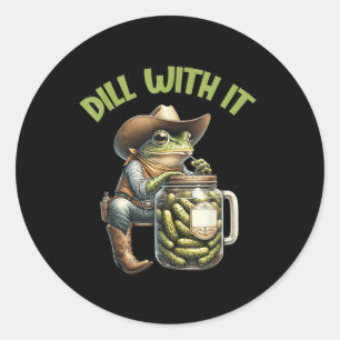 Pegatina Redonda Dillin Con Yall Funny Cowboy Pickle Cowbo