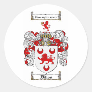PEGATINA REDONDA DILLON FAMILIAR CREST - DILLON COAT OF ARMS